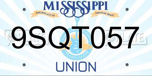 9SQT057 Mississippi License Plate