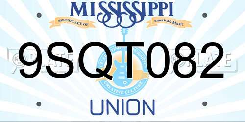 9SQT082 Mississippi License Plate