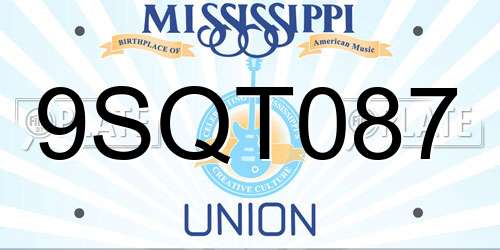 9SQT087 Mississippi License Plate