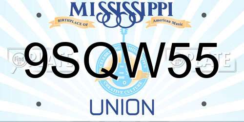 9SQW55 Mississippi License Plate