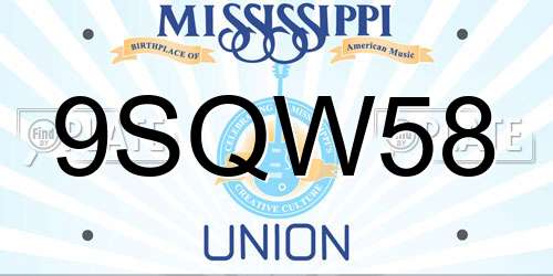 9SQW58 Mississippi License Plate