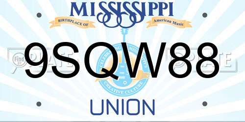 9SQW88 Mississippi License Plate
