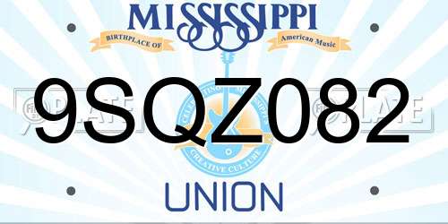 9SQZ082 Mississippi License Plate