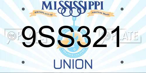 9SS321 Mississippi License Plate
