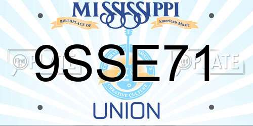 9SSE71 Mississippi License Plate