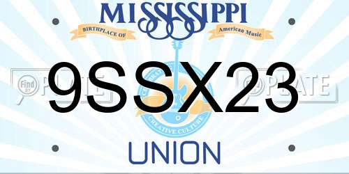 9SSX23 Mississippi License Plate