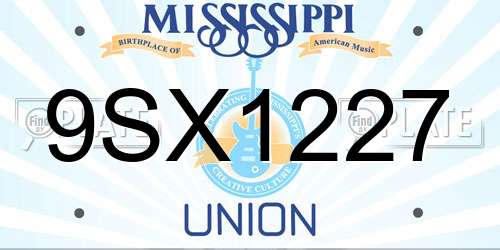 9SX1227 Mississippi License Plate