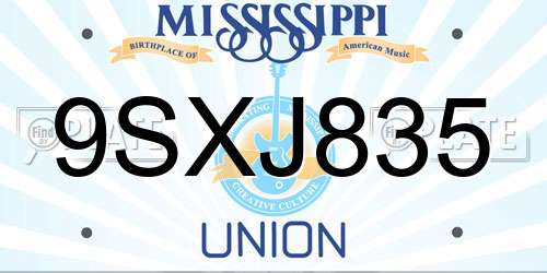 9SXJ835 Mississippi License Plate