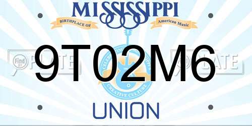 9T02M6 Mississippi License Plate