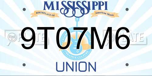 9T07M6 Mississippi License Plate