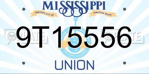 9T15556 Mississippi License Plate