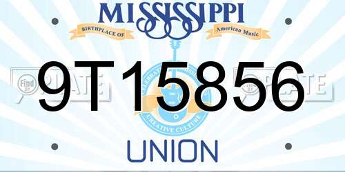 9T15856 Mississippi License Plate