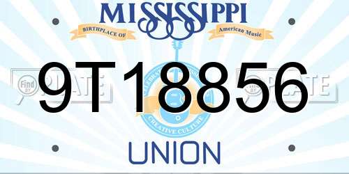9T18856 Mississippi License Plate