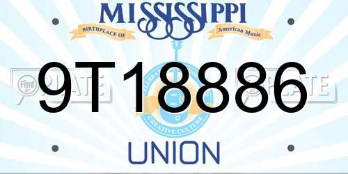 9T18886 Mississippi License Plate