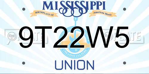 9T22W5 Mississippi License Plate