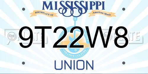 9T22W8 Mississippi License Plate