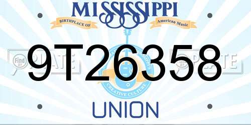 9T26358 Mississippi License Plate