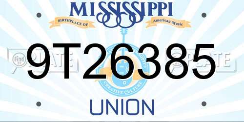 9T26385 Mississippi License Plate