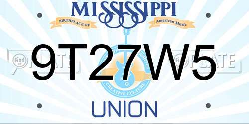 9T27W5 Mississippi License Plate
