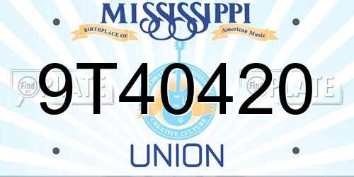 9T40420 Mississippi License Plate