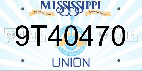 9T40470 Mississippi License Plate