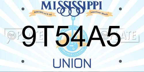 9T54A5 Mississippi License Plate