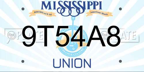 9T54A8 Mississippi License Plate