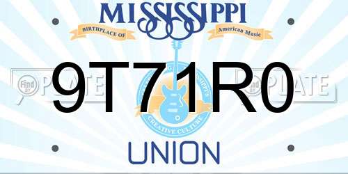 9T71R0 Mississippi License Plate
