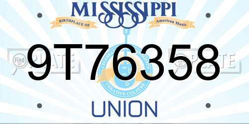 9T76358 Mississippi License Plate