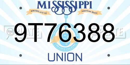 9T76388 Mississippi License Plate