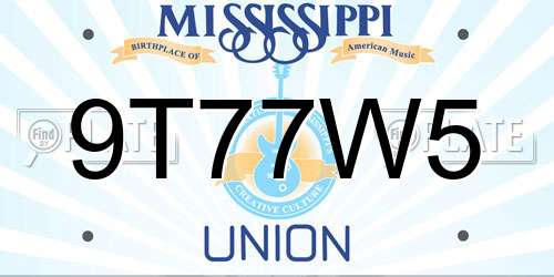 9T77W5 Mississippi License Plate