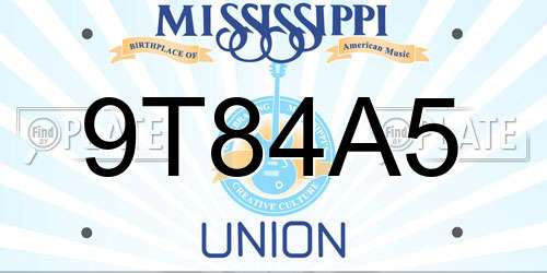 9T84A5 Mississippi License Plate
