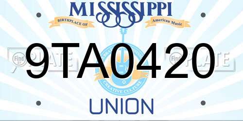 9TA0420 Mississippi License Plate