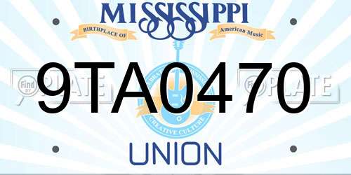 9TA0470 Mississippi License Plate
