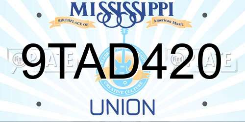 9TAD420 Mississippi License Plate