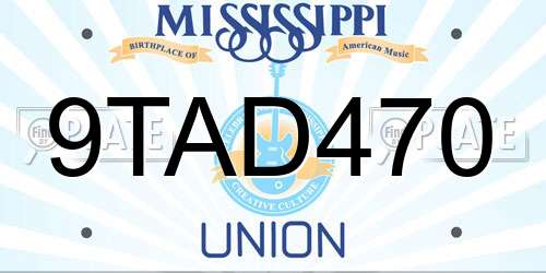 9TAD470 Mississippi License Plate