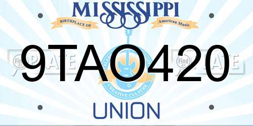 9TAO420 Mississippi License Plate