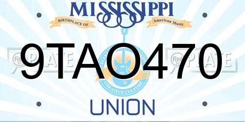 9TAO470 Mississippi License Plate
