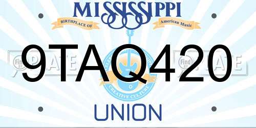 9TAQ420 Mississippi License Plate