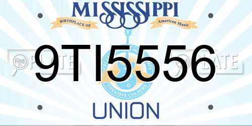 9TI5556 Mississippi License Plate
