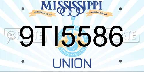 9TI5586 Mississippi License Plate