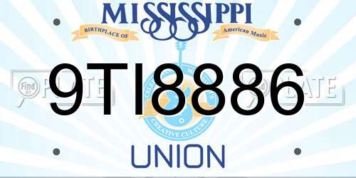 9TI8886 Mississippi License Plate