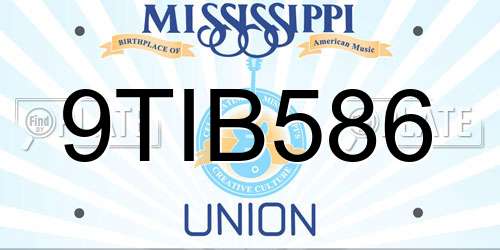 9TIB586 Mississippi License Plate