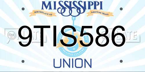9TIS586 Mississippi License Plate