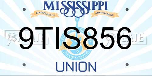 9TIS856 Mississippi License Plate