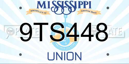 9TS448 Mississippi License Plate