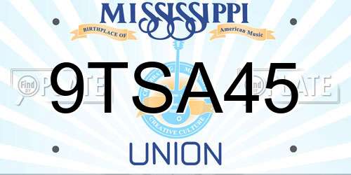 9TSA45 Mississippi License Plate