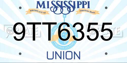 9TT6355 Mississippi License Plate