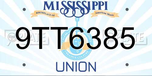 9TT6385 Mississippi License Plate