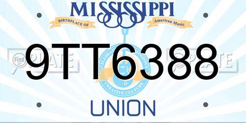 9TT6388 Mississippi License Plate